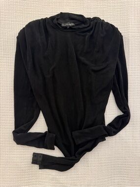 JLUXLABEL Black Long-Sleeve Mock Neck Bodysuit